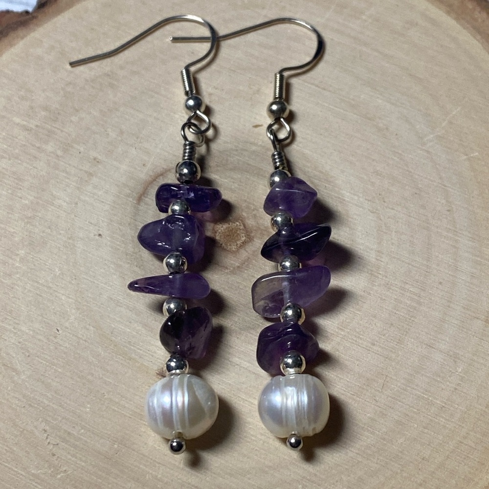 Amethyst + Pearl Earrings